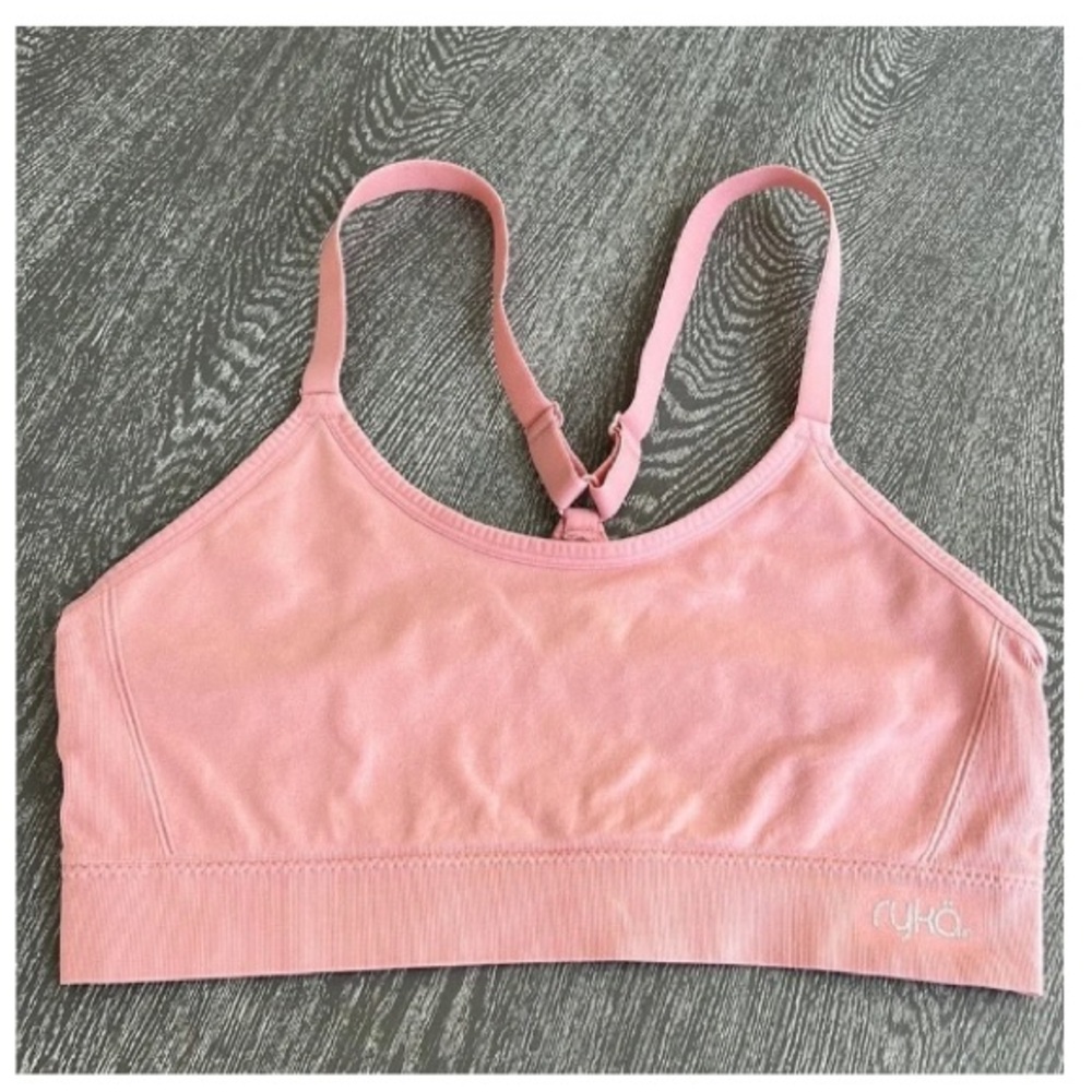 Ryka Blush Pink Sports Bra Cut-out Pattern Adjustable Straps Size L - Picture 2 of 8